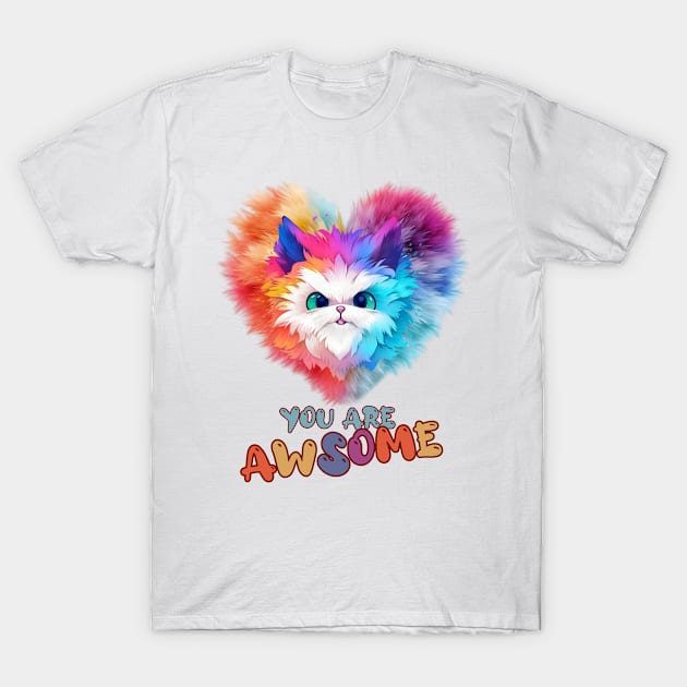 Fluffy: "You are awsome" collorful, cute, furry animals T-Shirt by HSH-Designing